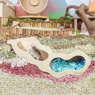 Sample Charge-Free Wooden Hamster House with Climbing Ladder and Secret Peep Tunnel