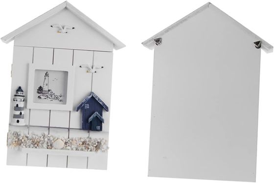 Wood Style PANEL Mediterranean Style House Shape Key Jewelry Holder for Entryway Wall