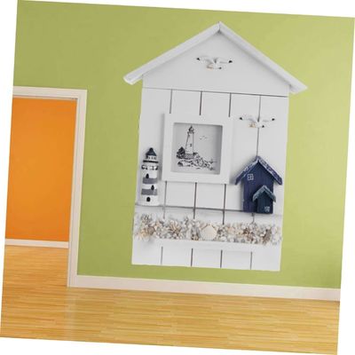 Wood Style PANEL Mediterranean Style House Shape Key Jewelry Holder for Entryway Wall