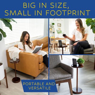 Specific Coffee Table Modern Wooden Drink Table with Phone Mount and Small Round Size