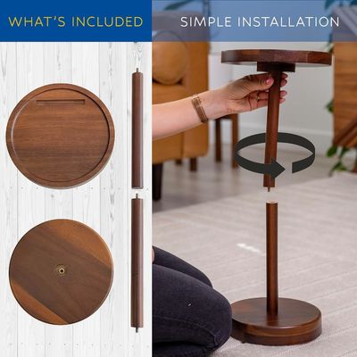 Specific Coffee Table Modern Wooden Drink Table with Phone Mount and Small Round Size