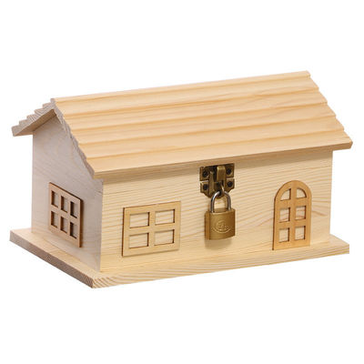 2022 Kids DIY Cute Wood White Wooden Coin Bank Money Boxes Storage Wooden Gift Custom