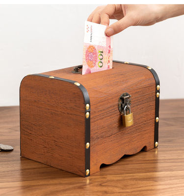 2022 Kids DIY Cute Wood White Wooden Coin Bank Money Boxes Storage Wooden Gift Custom