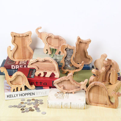2022 Kids DIY Cute Wood White Wooden Coin Bank Money Boxes Storage Wooden Gift Custom
