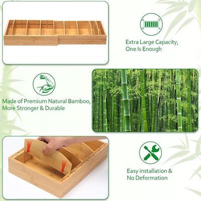 Wooden Bamboo Expandable 13-27&quot; Food Storage Container Organizer for Kitchen OEM Dining