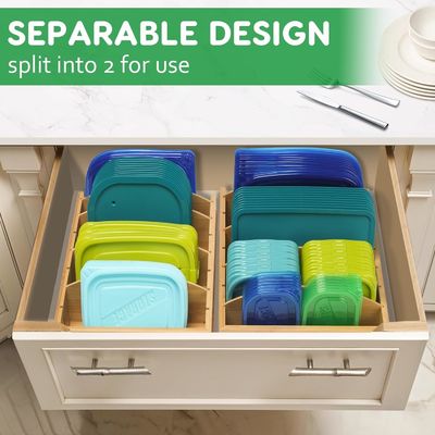 Wooden Bamboo Expandable 13-27&quot; Food Storage Container Organizer for Kitchen OEM Dining