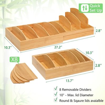 Wooden Bamboo Expandable 13-27&quot; Food Storage Container Organizer for Kitchen OEM Dining