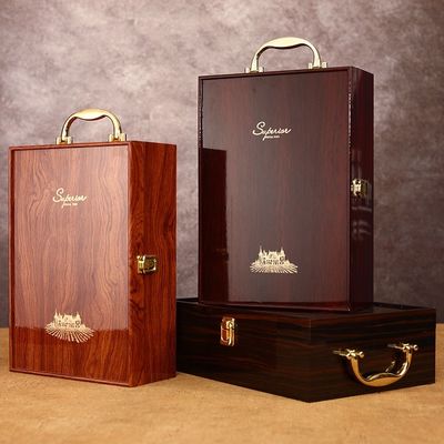 Customized Logo Acceptable Wooden Wine Box with Dividers and Acrylic Lid Custom Color