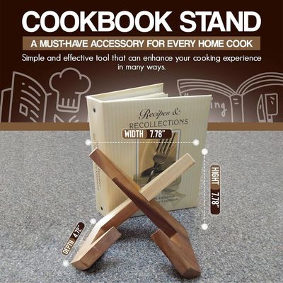 Convenient Book Holder for Kitchen Adjustable Acacia Cookbook Stand Customized Size