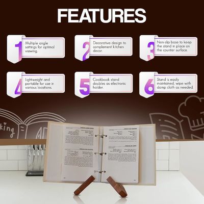 Convenient Book Holder for Kitchen Adjustable Acacia Cookbook Stand Customized Size