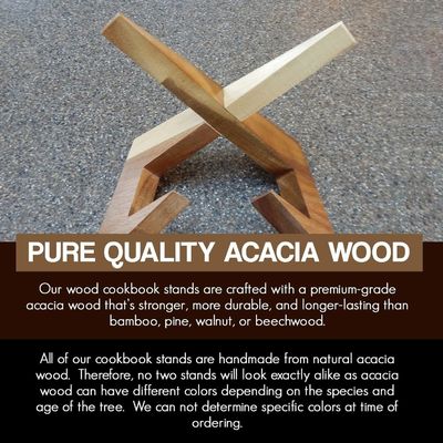 Convenient Book Holder for Kitchen Adjustable Acacia Cookbook Stand Customized Size