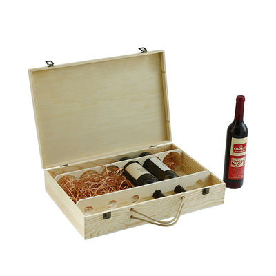 Tubular Wine Accessories Chess Wooden Box Handcrafted Holds 6 Bottles Plain Color