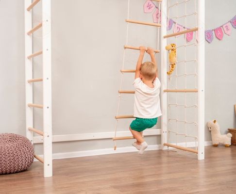 Customizable Children's Jungle Gym with Optional Rope Accessory and Nursery Mobile
