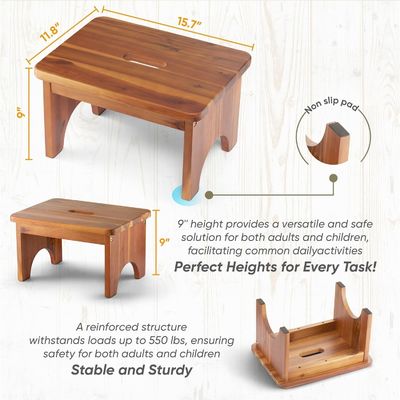 202405 Heavy Duty Portable Wooden Step Stool Nonslip and Convenient for Adults