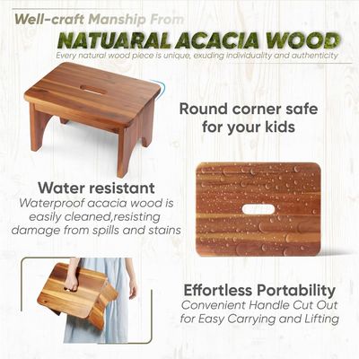 202405 Heavy Duty Portable Wooden Step Stool Nonslip and Convenient for Adults