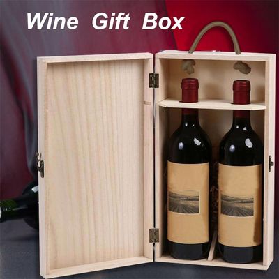 Wood Type MDF Luxury Red Wine Paint Baking Wooden Gift Box With Handles and Acrylic Lid