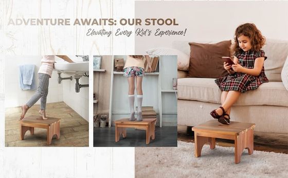 202405 Heavy Duty Portable Wooden Step Stool Nonslip and Convenient for Adults