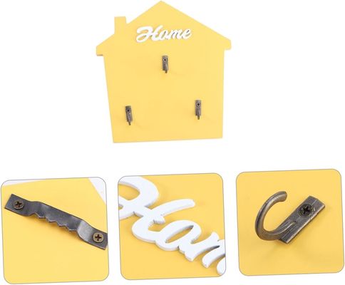 Entryway Mudroom Mail Holder and Key Rack with Wooden Pegs in Natural Wood Color
