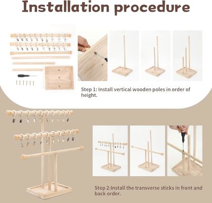 Wooden Wall Shelf Decoration 3-Tier Baby Headband Holder Hairbands Display Stand