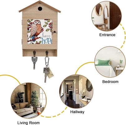 8 Hooks Wooden Key Holder for Wall Mount Household Key Rack Organizer and Space Saver