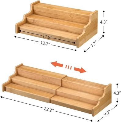 3 Tier Bamboo Expandable Display Shelf Gift Package Kitchen Cabinet Organizer Oem/Odm