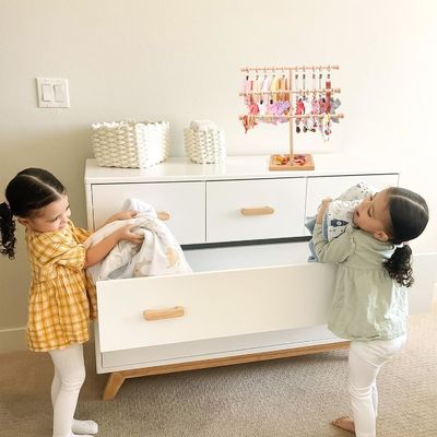 Wooden Wall Shelf Decoration 3-Tier Baby Headband Holder Hairbands Display Stand