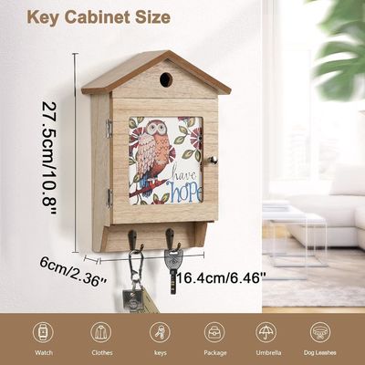 8 Hooks Wooden Key Holder for Wall Mount Household Key Rack Organizer and Space Saver