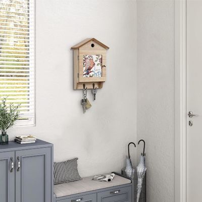 8 Hooks Wooden Key Holder for Wall Mount Household Key Rack Organizer and Space Saver