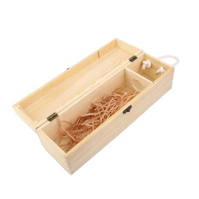 Single Bottle Unfinished Pine Wooden Wine Packaging Case Customized Printing Handling