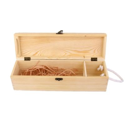 Single Bottle Unfinished Pine Wooden Wine Packaging Case Customized Printing Handling