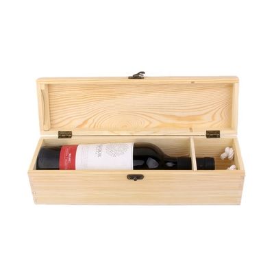 Single Bottle Unfinished Pine Wooden Wine Packaging Case Customized Printing Handling