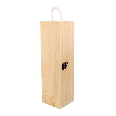 Single Bottle Unfinished Pine Wooden Wine Packaging Case Customized Printing Handling