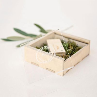 Custom Wooden Crate Gift Boxes with Sliding Lid and Stamping Printing Handling