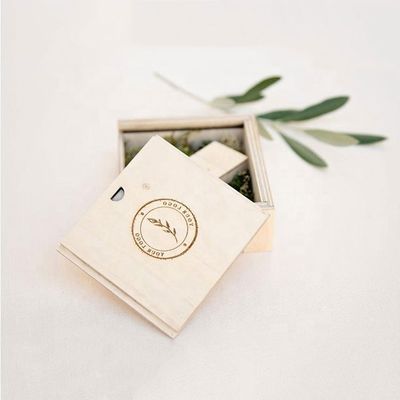 Custom Wooden Crate Gift Boxes with Sliding Lid and Stamping Printing Handling