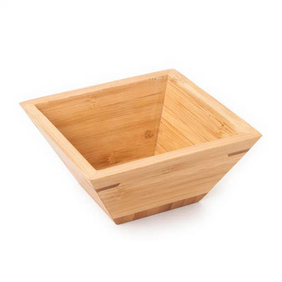 Wooden Salad Bowl Set with Natural Bamboo Square Bowls and Dried Fruit Organizer