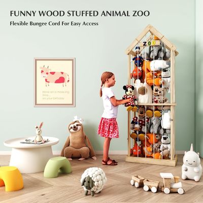 Sample Charge Free or Will Be Returned Back Stuffed Animal Zoo Wood Soft Toy Storage