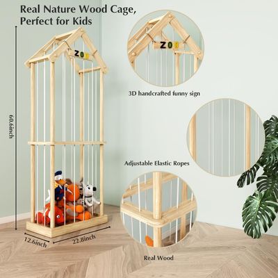 Sample Charge Free or Will Be Returned Back Stuffed Animal Zoo Wood Soft Toy Storage