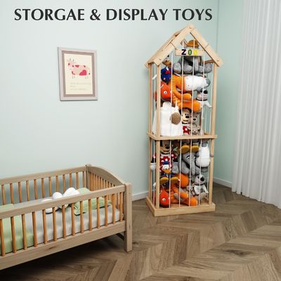 Sample Charge Free or Will Be Returned Back Stuffed Animal Zoo Wood Soft Toy Storage