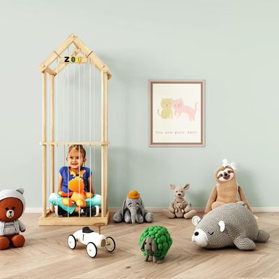 Sample Charge Free or Will Be Returned Back Stuffed Animal Zoo Wood Soft Toy Storage