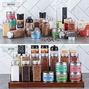 BAMBOO 3-Tier Waterproof Non Skid Shelf Wooden Spice Rack Organizer for Kitchen Design