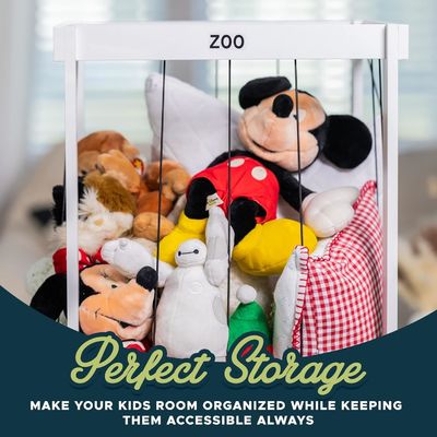 Ball Storage Animal Zoo Cage Organizer Functional Design for Stuffed Plush Toy Holder