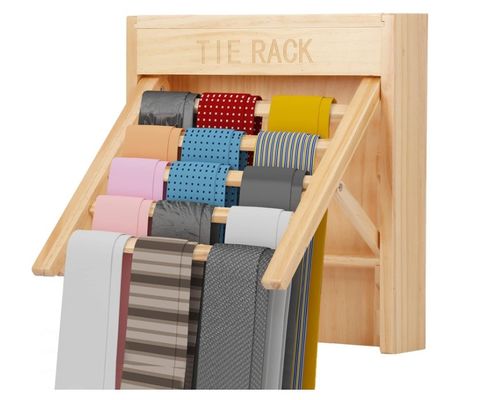 Stylish Look Wall Mounted Wooden Tie Organizer Belt Hanger Tie Holder for Space Saving