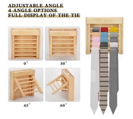 Stylish Look Wall Mounted Wooden Tie Organizer Belt Hanger Tie Holder for Space Saving