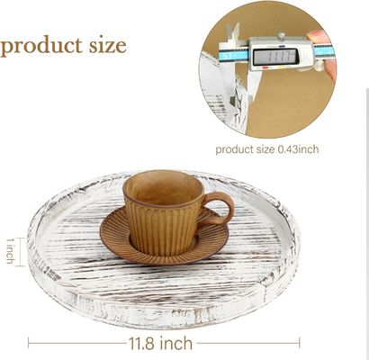 No. of Tiers Single 12&quot; Rustic Wooden Decorative Table Tray for Farmhouse Coffee Tab