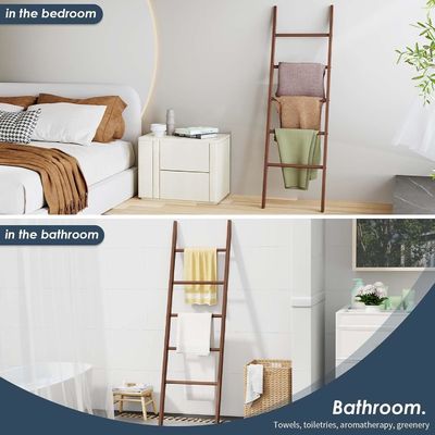 Home Appliance Wood Ladder Shelf Decorative Blanket Ladder for Bathroom Storage