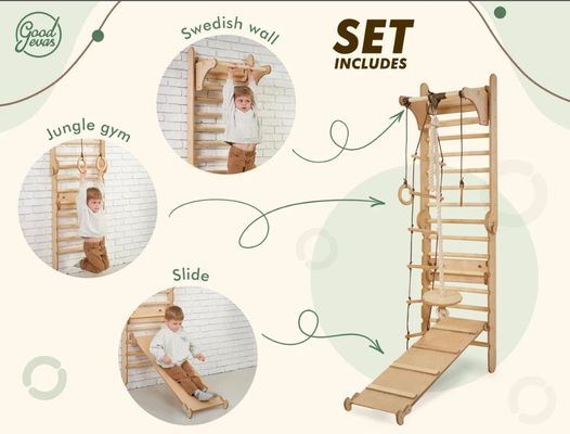 202405 Swedish Ladder 4in1 Toddler Climbing Gym with Triangle Climber and Kids Table