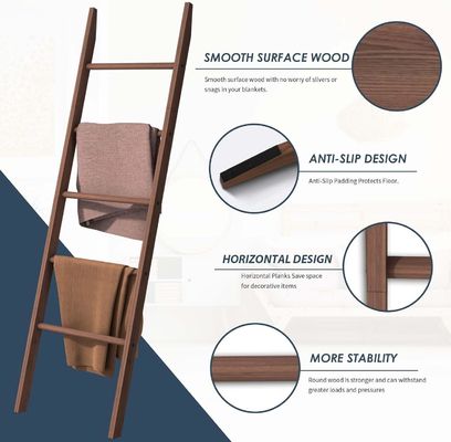 Home Appliance Wood Ladder Shelf Decorative Blanket Ladder for Bathroom Storage
