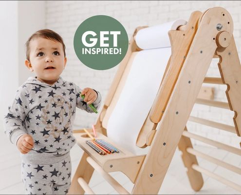 202405 Swedish Ladder 4in1 Toddler Climbing Gym with Triangle Climber and Kids Table