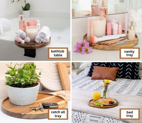 Customized Logo Acacia Couch Tray for Eco-friendly Adjustable Wooden Sofa Arm Table