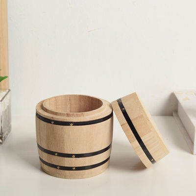 Wooden Plain Color Storage Barrel Customizable for Your Preferences